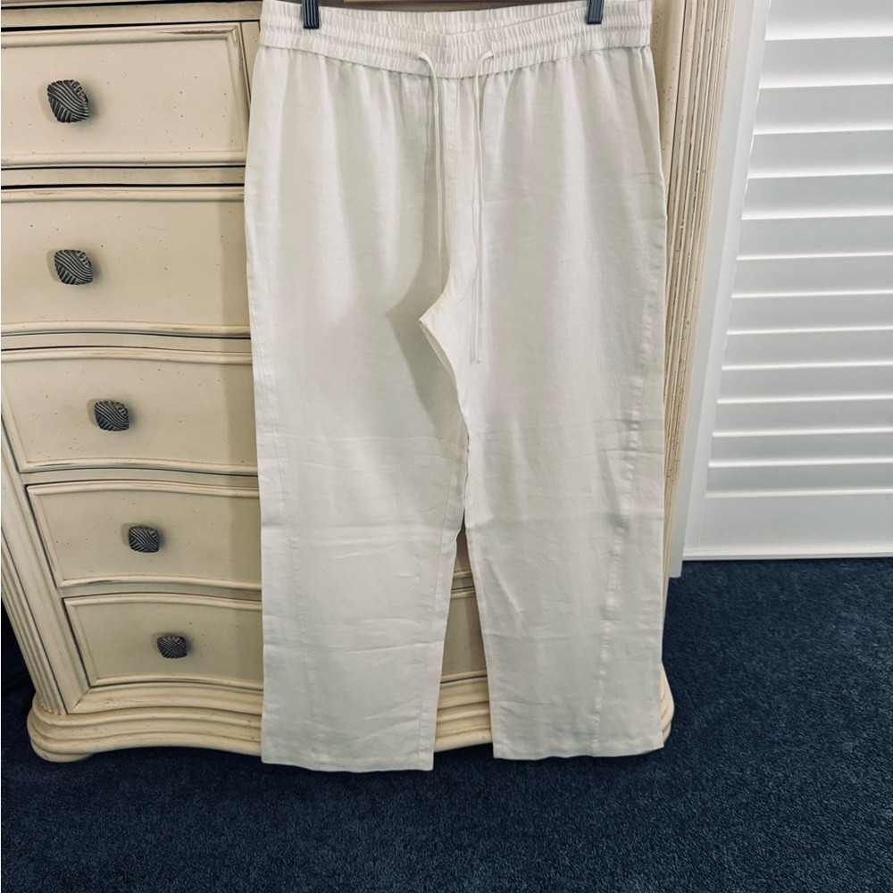 White + Warren women’s white linen pants
